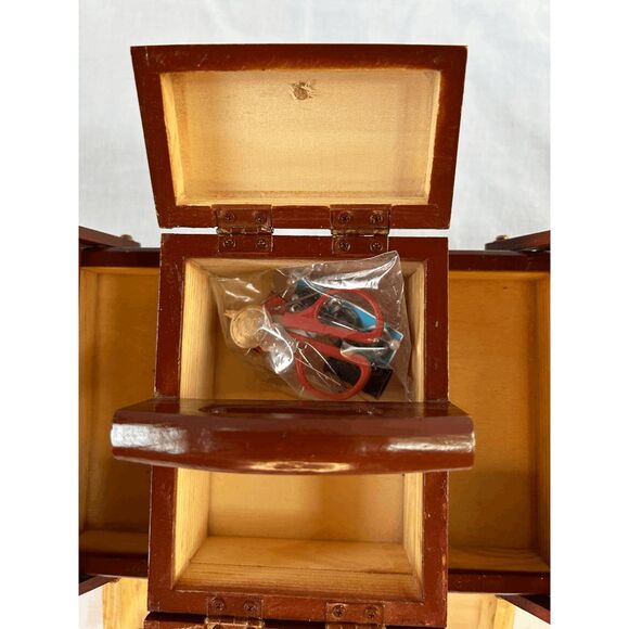 Vintage Wooden Singer Accordion Sewing/Notion Box, Small, Keepsake Organizer - Picture 10 of 16